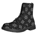 Geometric Dot Flower Pattern Print Lace-Up Boots