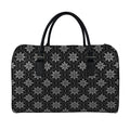 Geometric Dot Flower Pattern Print Leather Duffel Bag