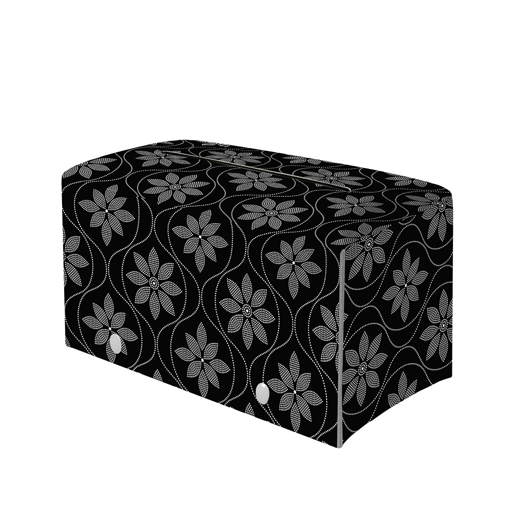 Geometric Dot Flower Pattern Print Leather Tissue Box Cover