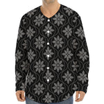 Geometric Dot Flower Pattern Print Long Sleeve Baseball Jersey