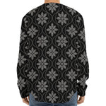 Geometric Dot Flower Pattern Print Long Sleeve Baseball Jersey