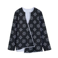 Geometric Dot Flower Pattern Print Long Sleeve Short Coat