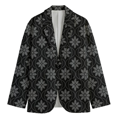 Geometric Dot Flower Pattern Print Men's Blazer