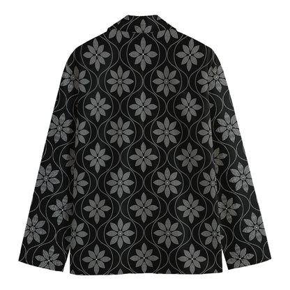 Geometric Dot Flower Pattern Print Men's Blazer