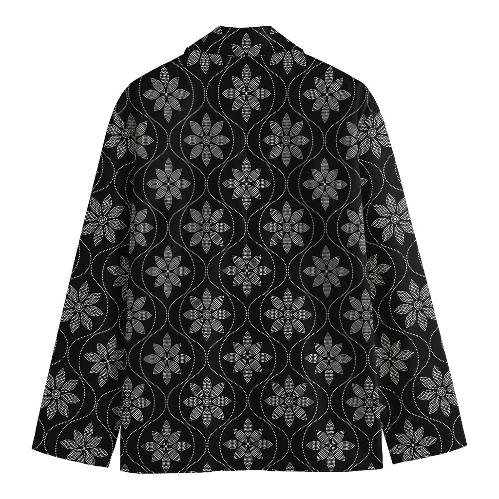 Geometric Dot Flower Pattern Print Men's Cotton Blazer