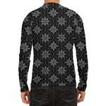Geometric Dot Flower Pattern Print Men's Long Sleeve Rash Guard