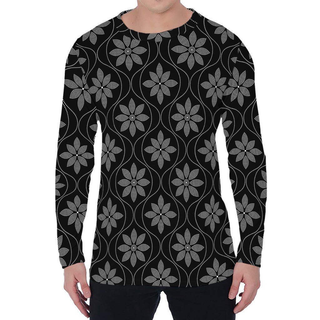 Geometric Dot Flower Pattern Print Men's Long Sleeve T-Shirt