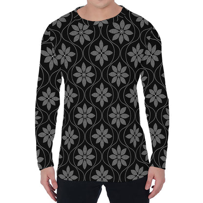 Geometric Dot Flower Pattern Print Men's Long Sleeve T-Shirt