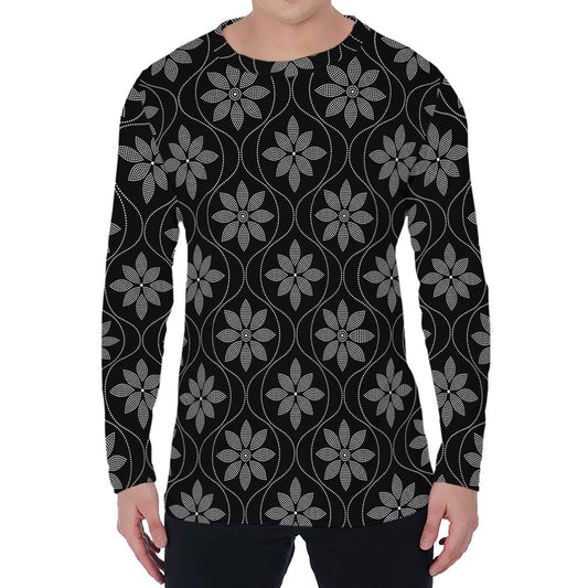 Geometric Dot Flower Pattern Print Men's Long Sleeve T-Shirt