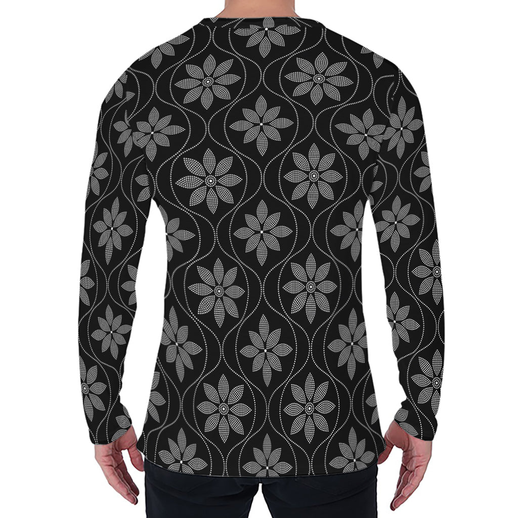 Geometric Dot Flower Pattern Print Men's Long Sleeve T-Shirt