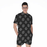 Geometric Dot Flower Pattern Print Men's Rompers