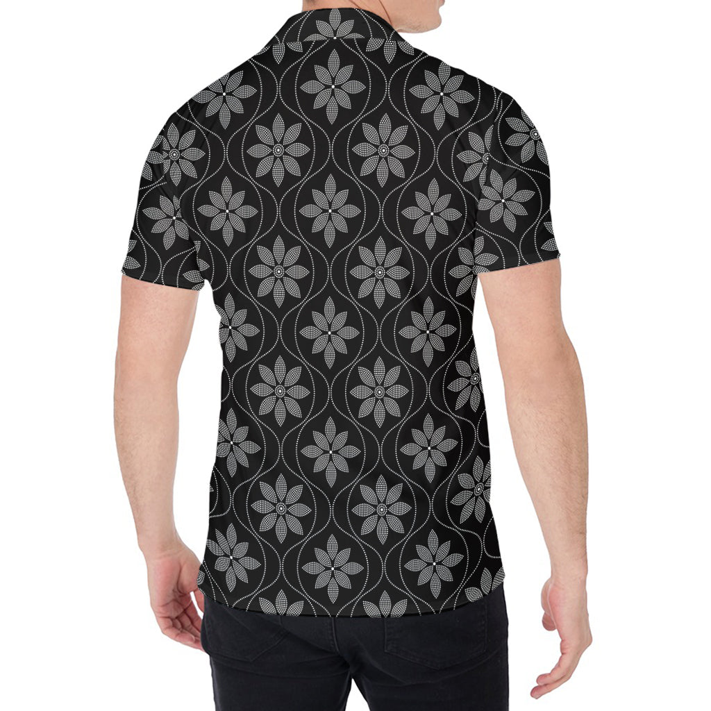 Geometric Dot Flower Pattern Print Men's Shirt