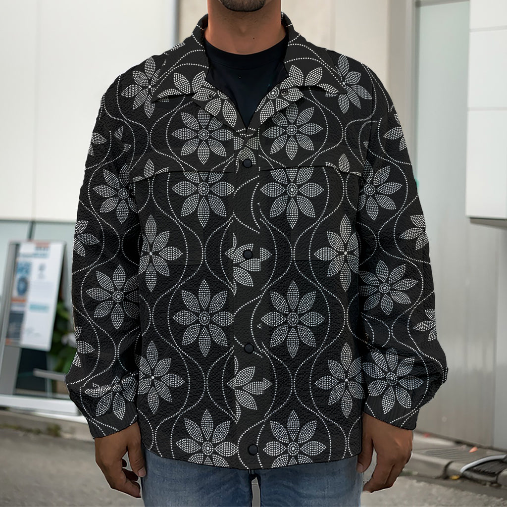 Geometric Dot Flower Pattern Print Men's Shirt Jacket