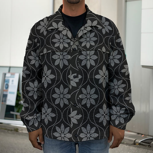Geometric Dot Flower Pattern Print Men's Shirt Jacket