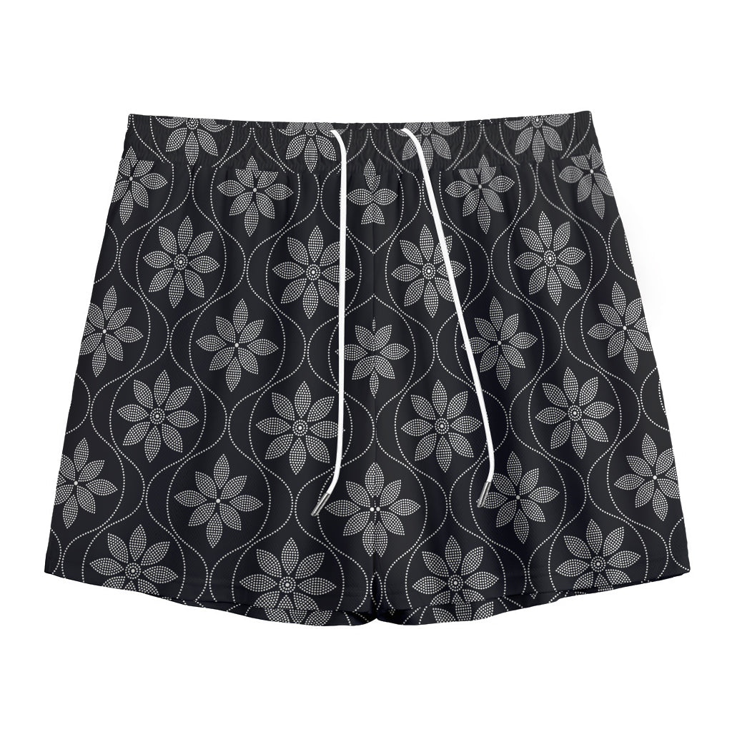 Geometric Dot Flower Pattern Print Mesh Shorts