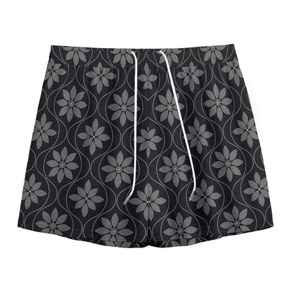 Geometric Dot Flower Pattern Print Mesh Shorts
