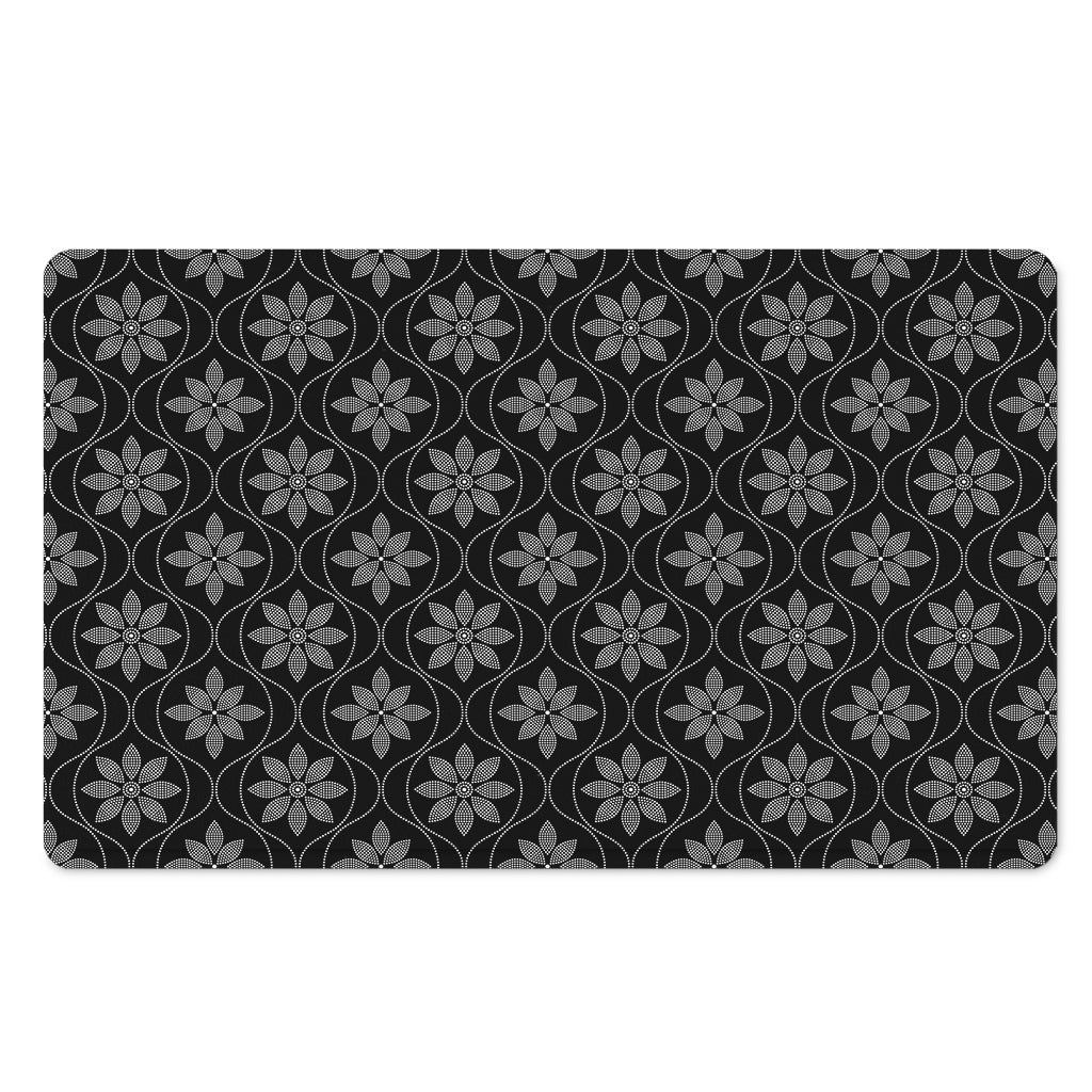Geometric Dot Flower Pattern Print Polyester Doormat