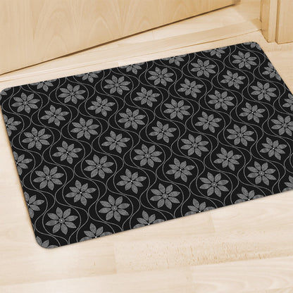 Geometric Dot Flower Pattern Print Polyester Doormat