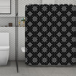 Geometric Dot Flower Pattern Print Polyester Shower Curtain