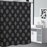 Geometric Dot Flower Pattern Print Premium Shower Curtain