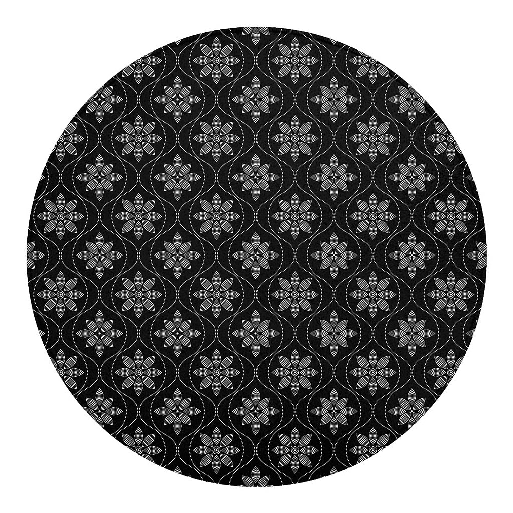 Geometric Dot Flower Pattern Print Round Blanket
