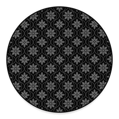 Geometric Dot Flower Pattern Print Round Floor Mat