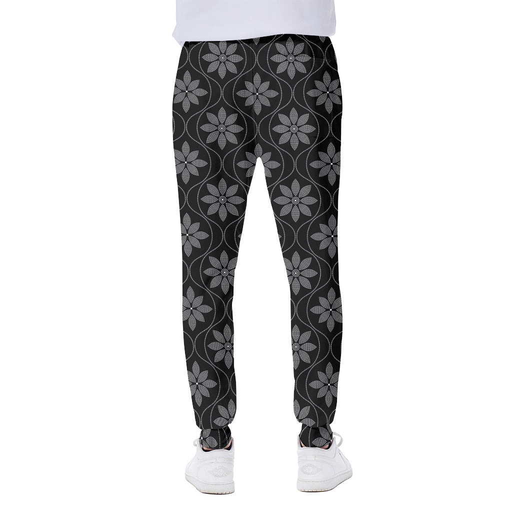 Geometric Dot Flower Pattern Print Scuba Joggers