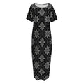 Geometric Dot Flower Pattern Print Short Sleeve Long Nightdress