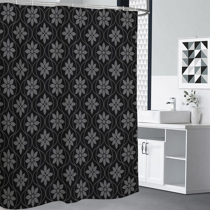 Geometric Dot Flower Pattern Print Shower Curtain