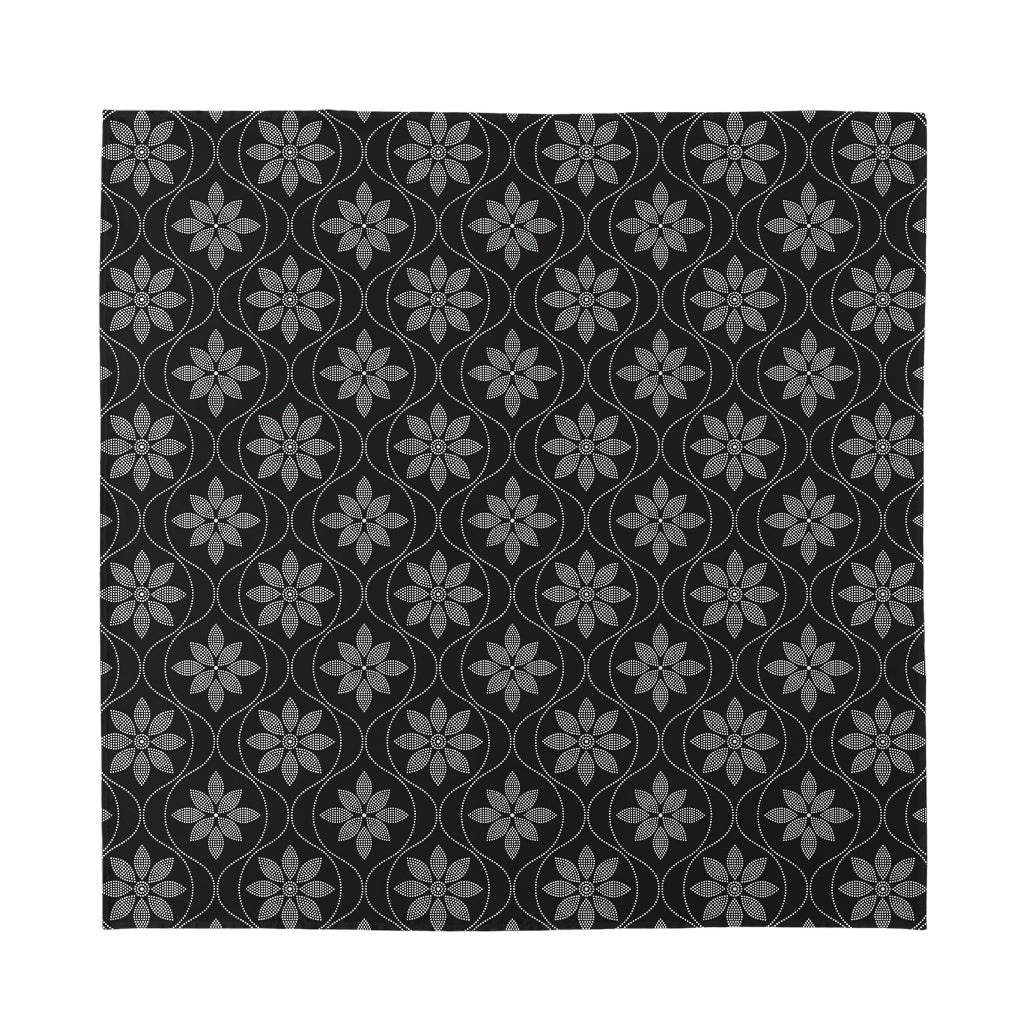 Geometric Dot Flower Pattern Print Silk Bandana