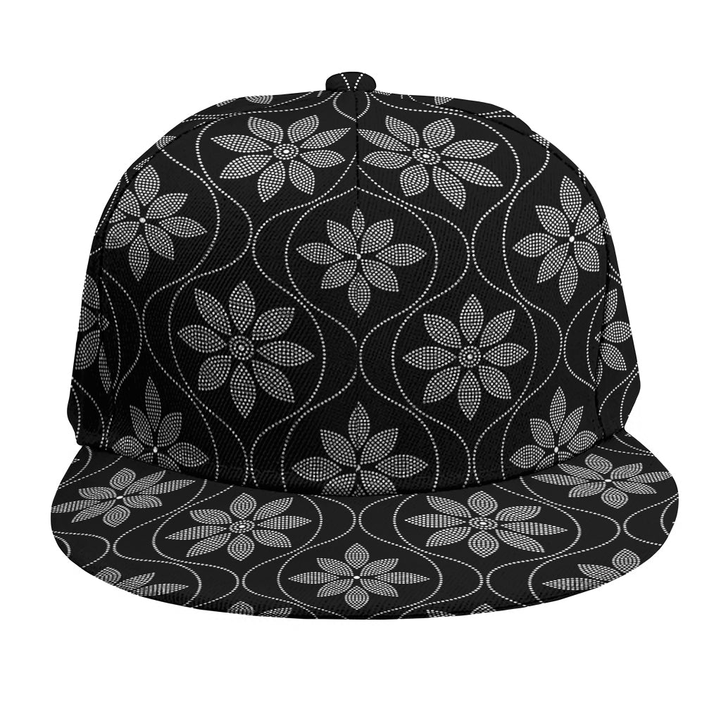 Geometric Dot Flower Pattern Print Snapback Cap