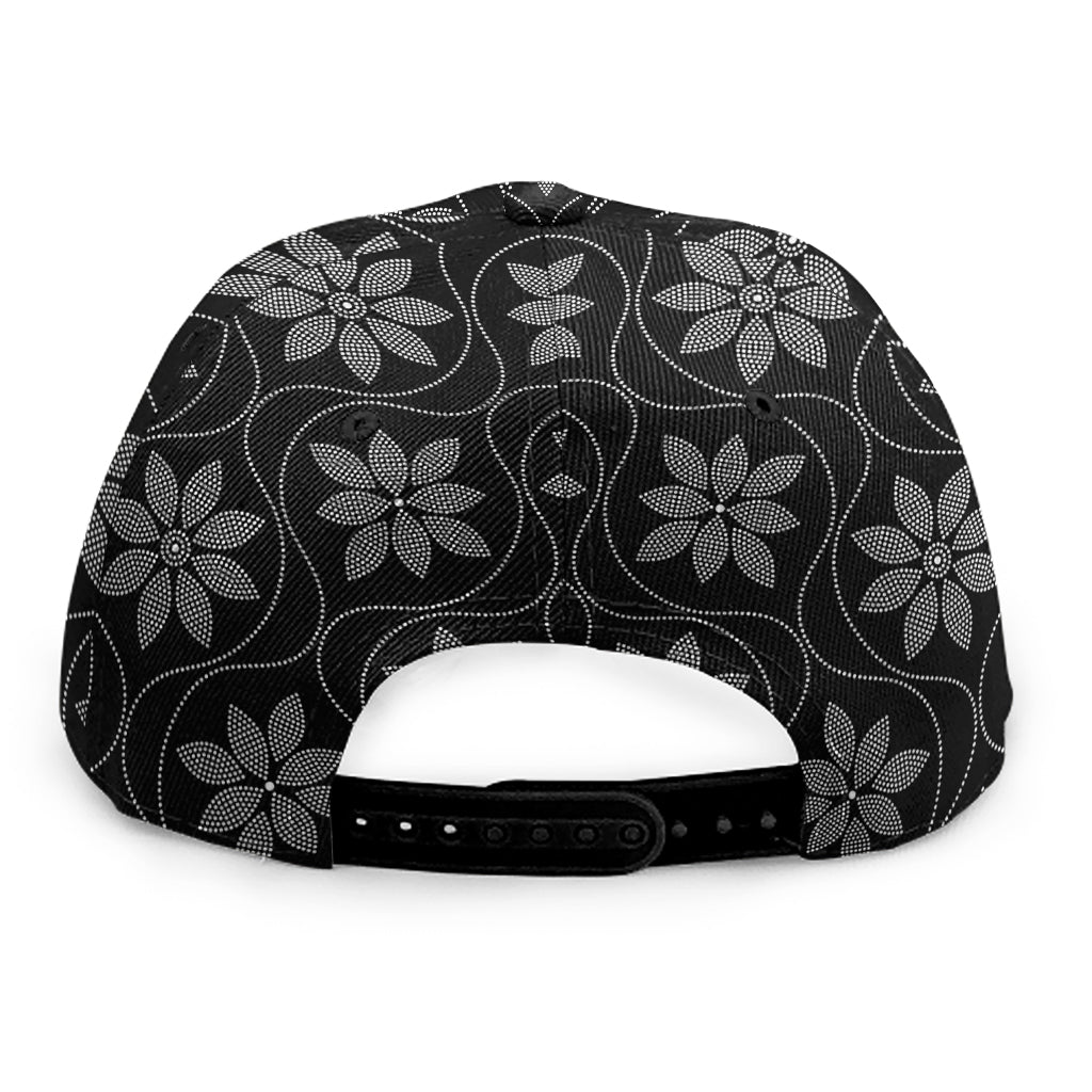 Geometric Dot Flower Pattern Print Snapback Cap