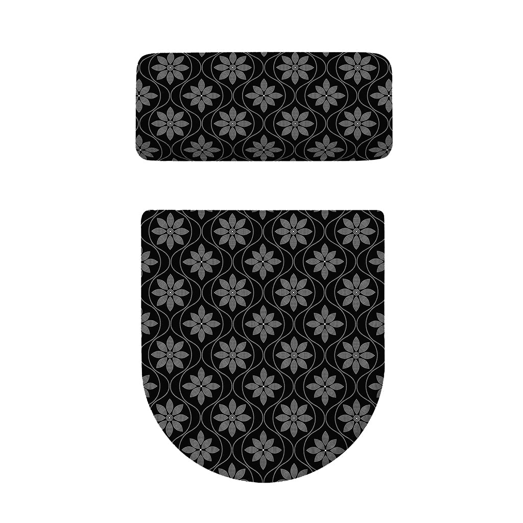 Geometric Dot Flower Pattern Print Toilet Lid And Tank Cover Set