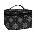 Geometric Dot Flower Pattern Print Travel Makeup Bag