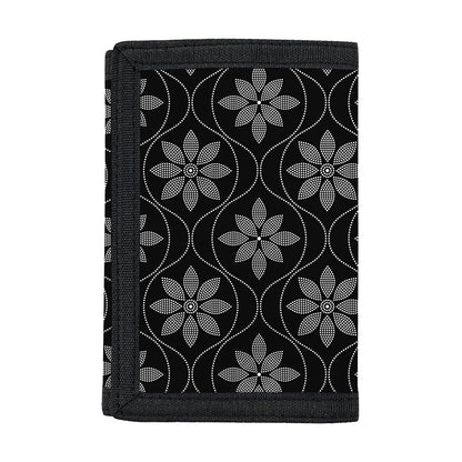 Geometric Dot Flower Pattern Print Trifold Wallet