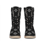 Geometric Dot Flower Pattern Print Winter Boots