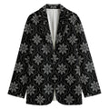 Geometric Dot Flower Pattern Print Women's Cotton Blazer