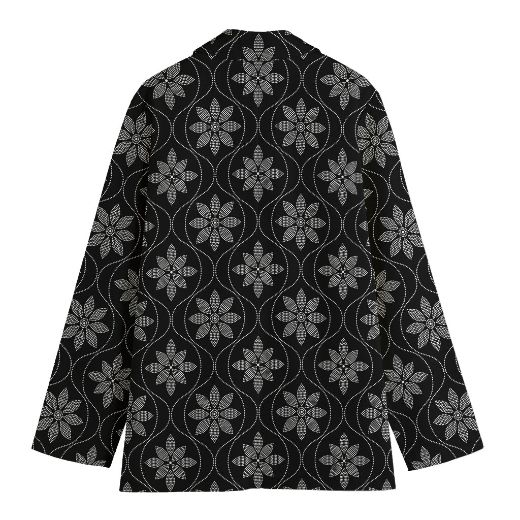 Geometric Dot Flower Pattern Print Women's Cotton Blazer