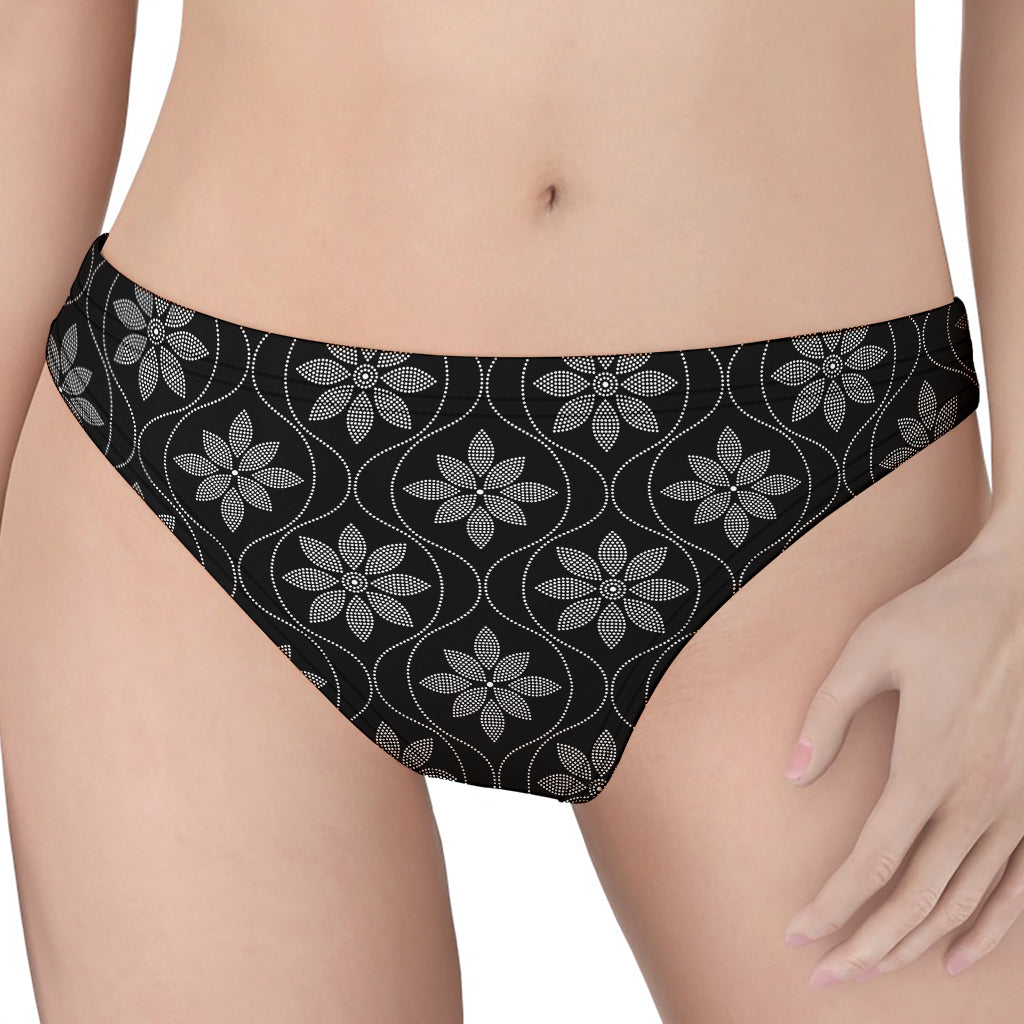 Geometric Dot Flower Pattern Print Women's Thong