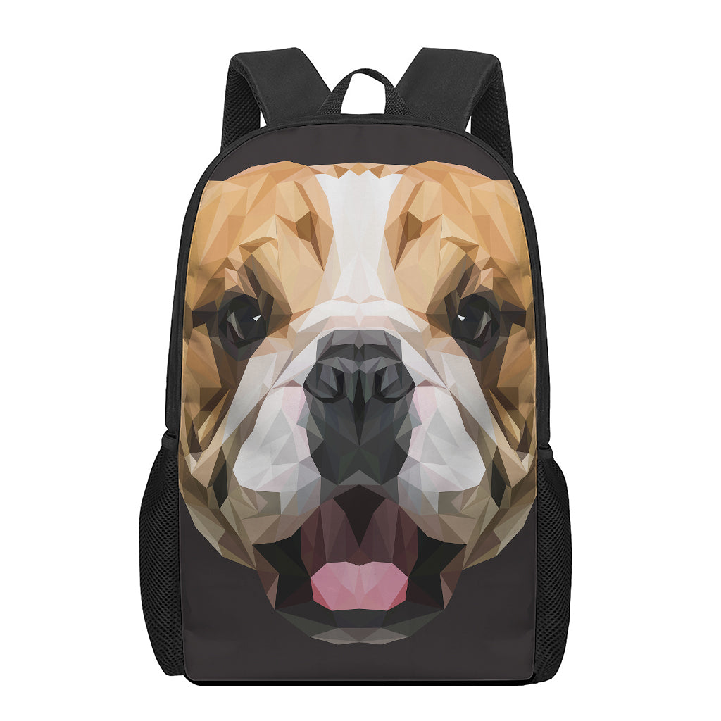 Geometric English Bulldog Print 17 Inch Backpack
