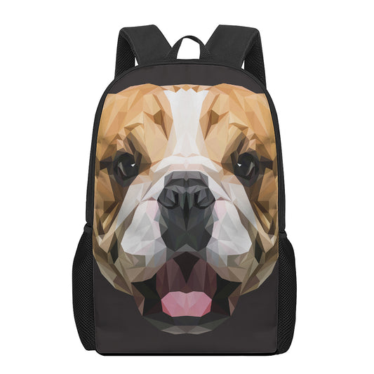 Geometric English Bulldog Print 17 Inch Backpack