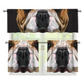 Geometric English Bulldog Print 3 Piece Kitchen Curtains