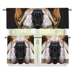Geometric English Bulldog Print 3 Piece Kitchen Curtains