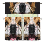 Geometric English Bulldog Print 3 Piece Kitchen Curtains