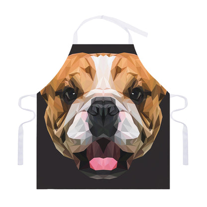 Geometric English Bulldog Print Adjustable Apron