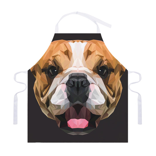 Geometric English Bulldog Print Adjustable Apron