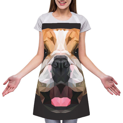 Geometric English Bulldog Print Adjustable Apron