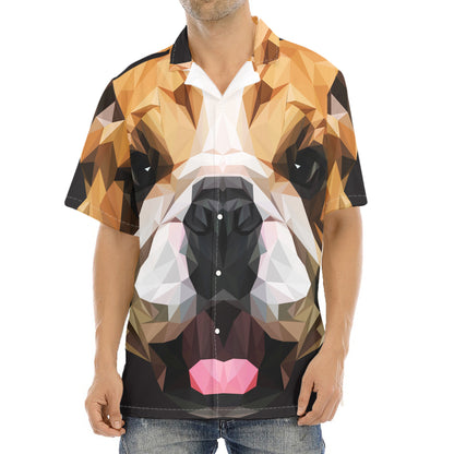 Geometric English Bulldog Print Aloha Shirt