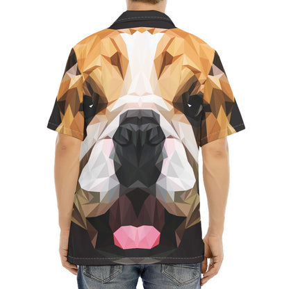 Geometric English Bulldog Print Aloha Shirt