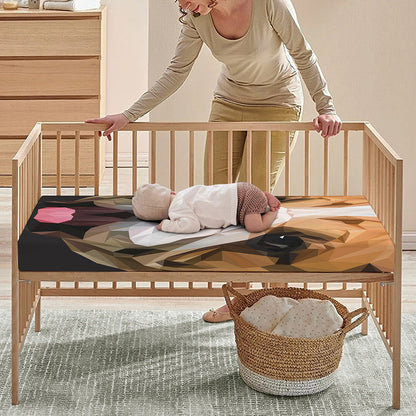 Geometric English Bulldog Print Baby Crib Sheet